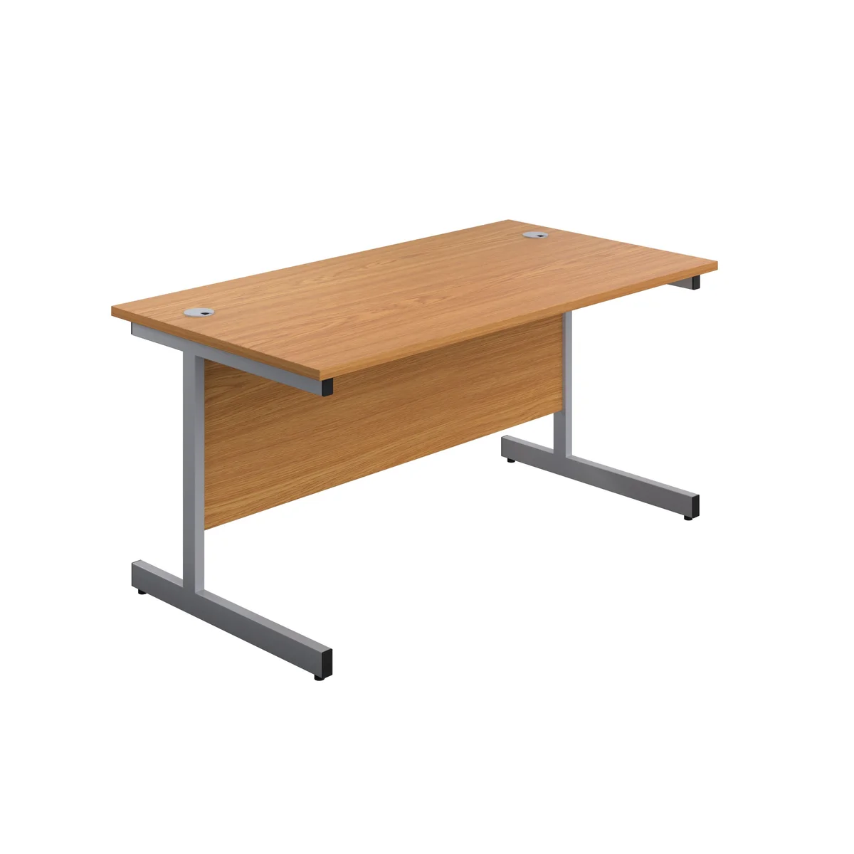 First Rectangular Cantilever Desk 1200x800x730mm Nova Oak/Silver KF803324 - Image 1