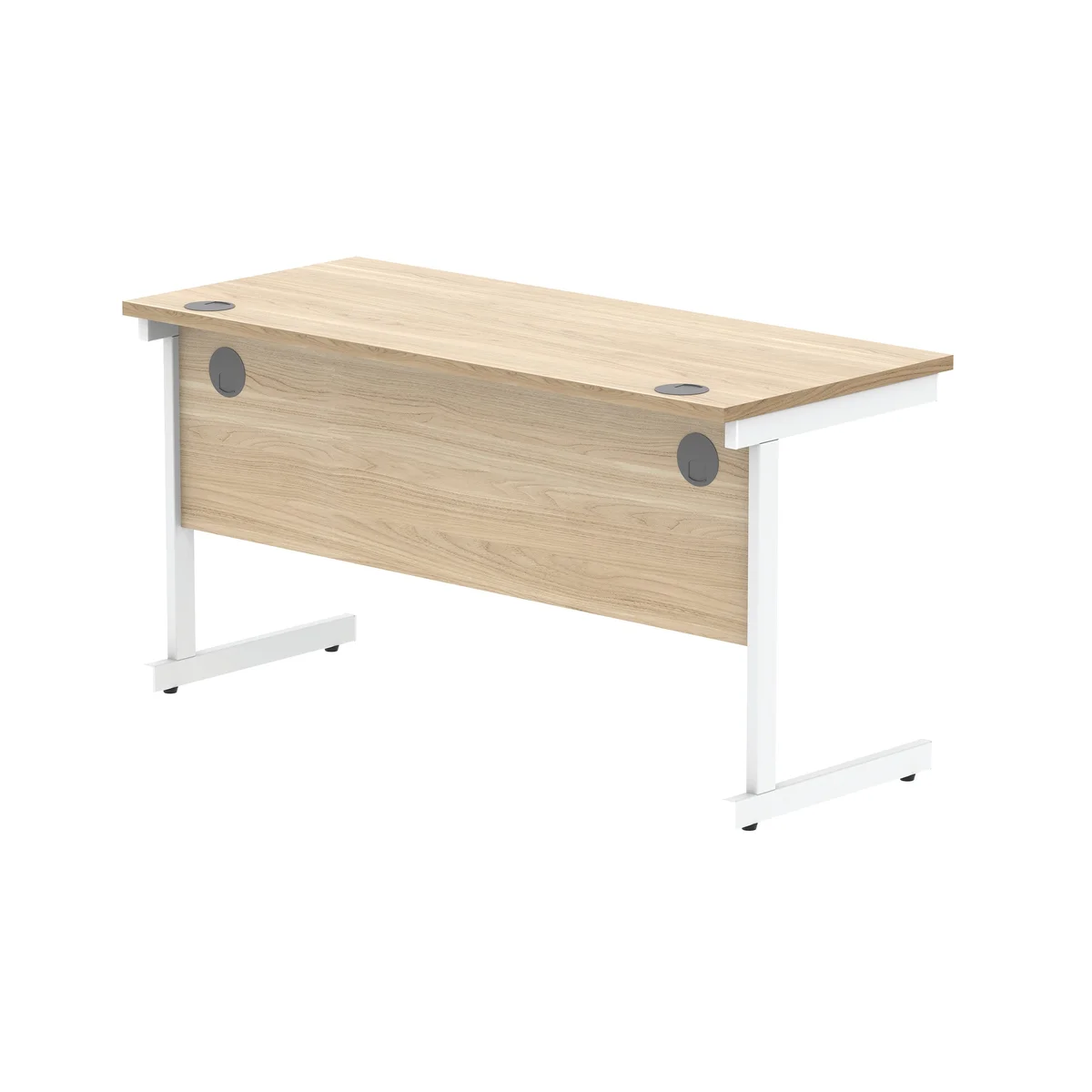 Astin Rectangular Single Upright Cantilever Desk 1400x600x730mm Canadian Oak/Arctic White KF803457 - Image 3