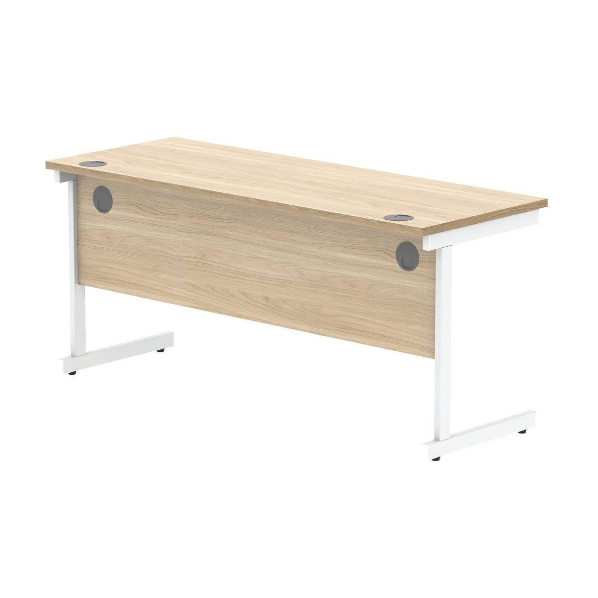 Astin Rectangular Single Upright Cantilever Desk 1600x600x730mm Canadian Oak/Arctic White KF803467 - Image 3