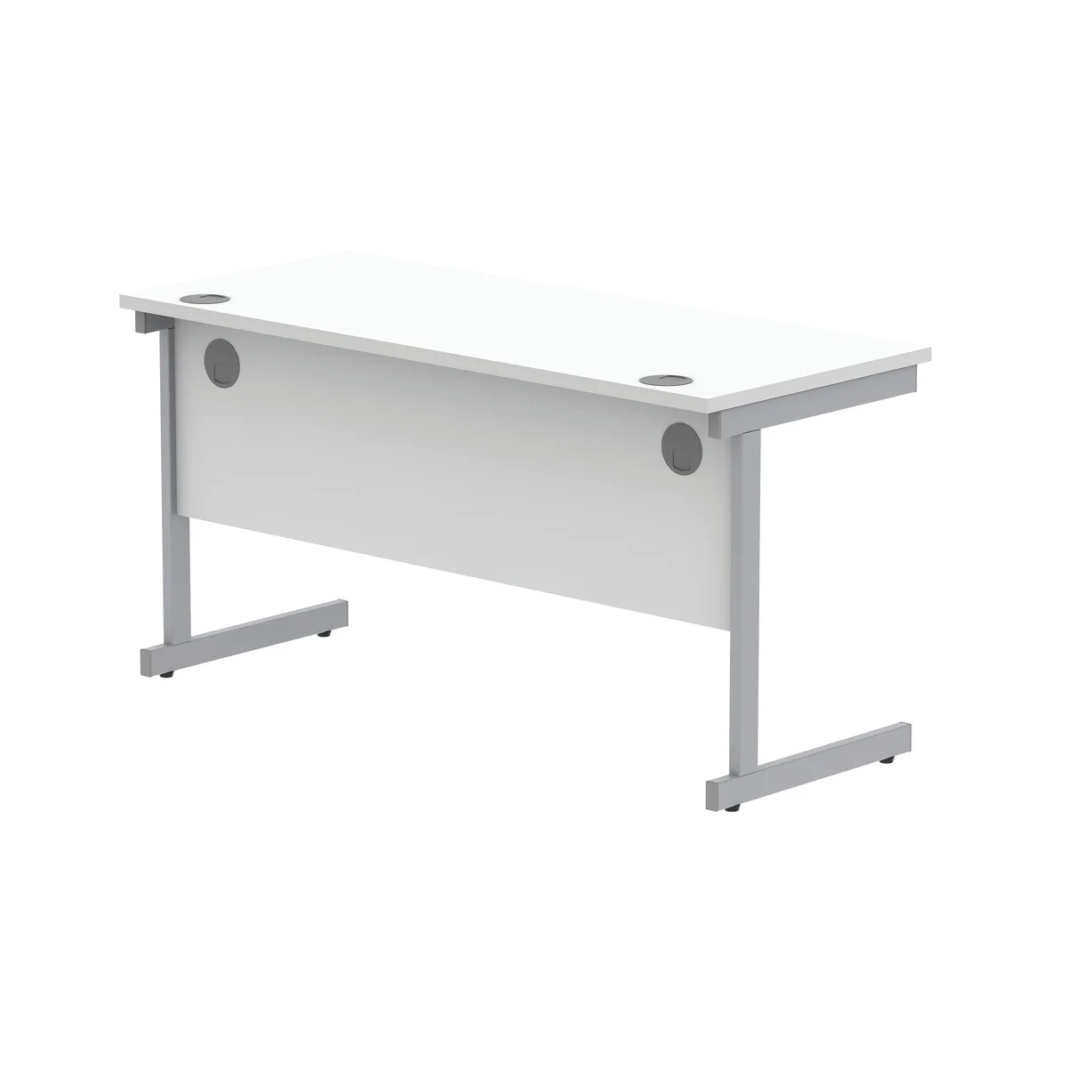 Astin Rectangular Single Upright Cantilever Desk 1400x600x730mm Arctic White/Silver KF803517 - Image 3