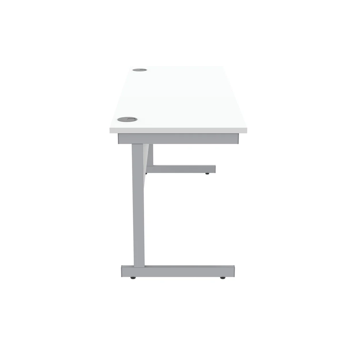Astin Rectangular Single Upright Cantilever Desk 1600x600x730mm Arctic White/Silver KF803527 - Image 2