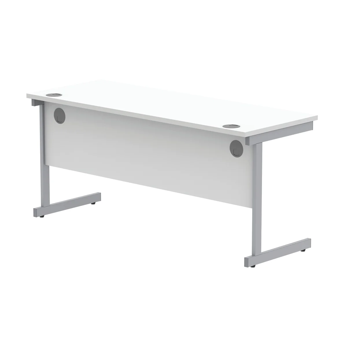 Astin Rectangular Single Upright Cantilever Desk 1600x600x730mm Arctic White/Silver KF803527 - Image 3