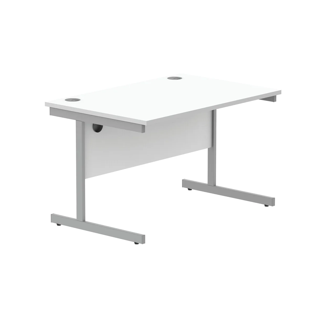Astin Rectangular Single Upright Cantilever Desk 1200x800x730mm Arctic White/Silver KF803537