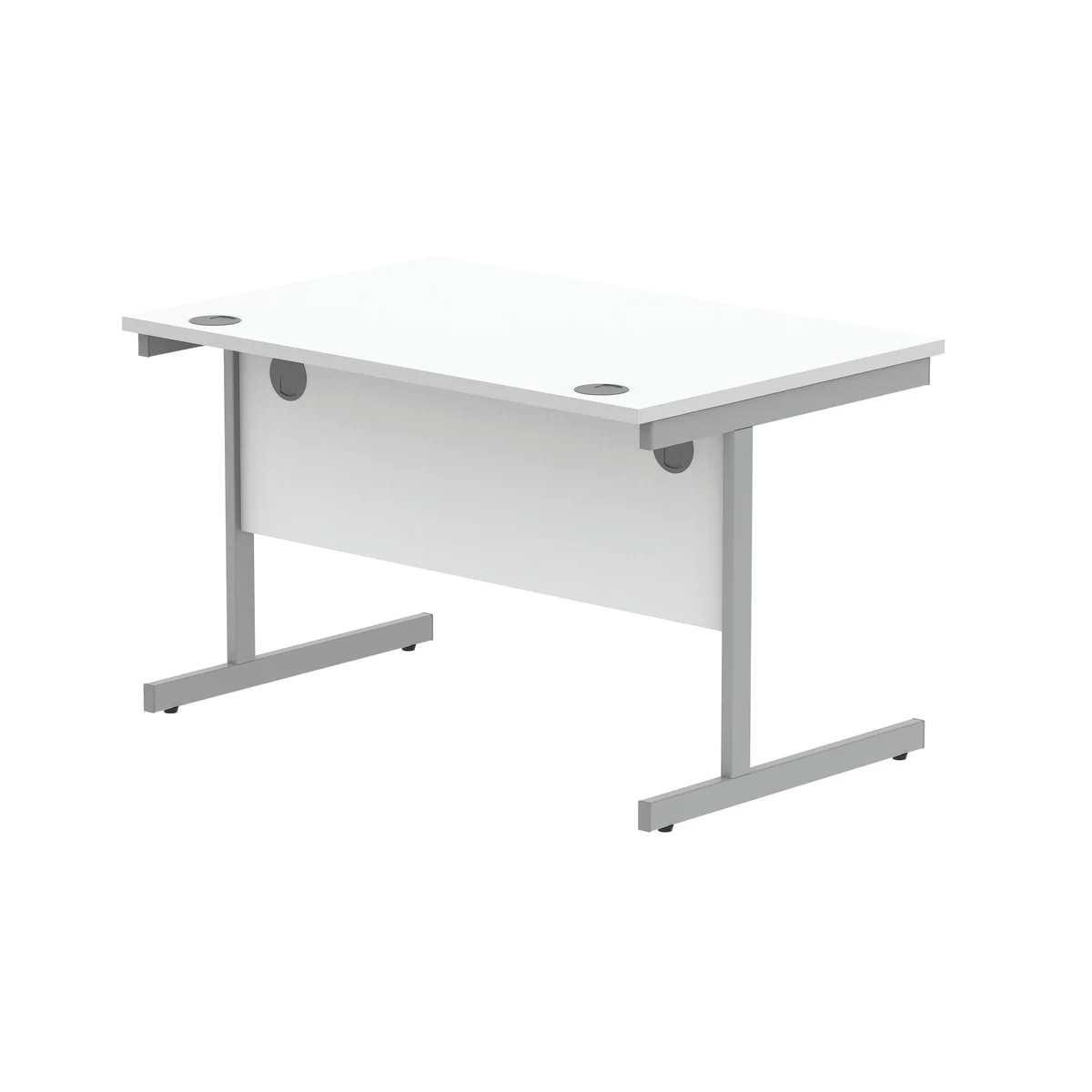 Astin Rectangular Single Upright Cantilever Desk 1200x800x730mm Arctic White/Silver KF803537 - Image 3