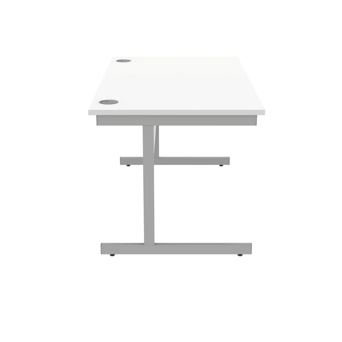 Astin Rectangular Single Upright Cantilever Desk 1400x800x730mm Arctic White/Silver KF803557 - Image 2