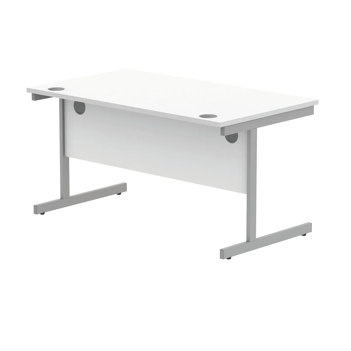 Astin Rectangular Single Upright Cantilever Desk 1400x800x730mm Arctic White/Silver KF803557 - Image 3