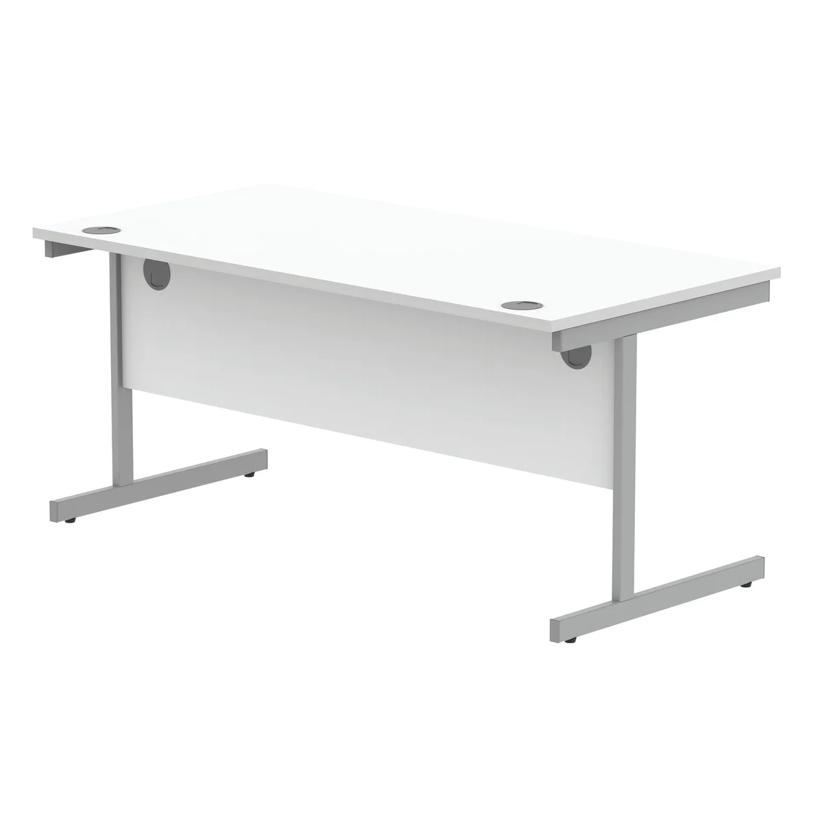 Astin Rectangular Single Upright Cantilever Desk 1600x800x730mm Arctic White/Silver KF803567 - Image 3