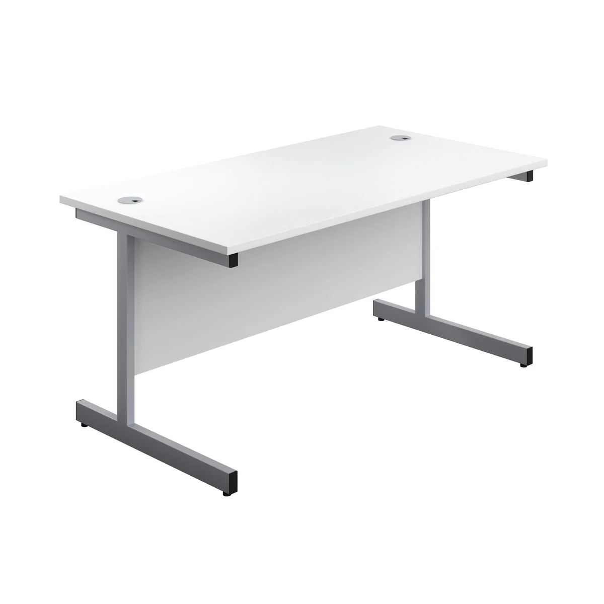 First Single Desk with 3 Drawers Pedestal 1600x800mm White/Silver KF803607 - Image 1
