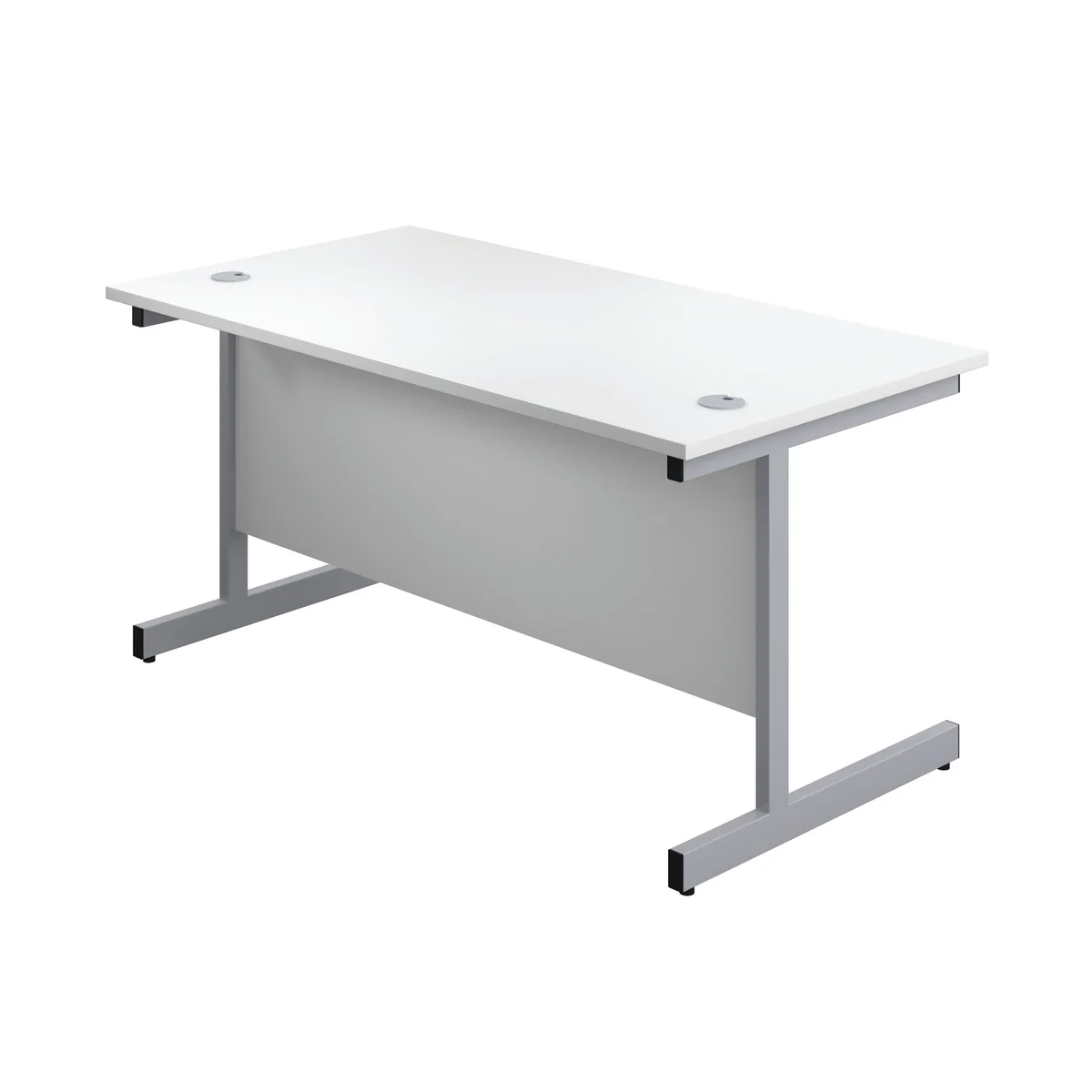 First Single Desk with 3 Drawers Pedestal 1600x800mm White/Silver KF803607 - Image 3