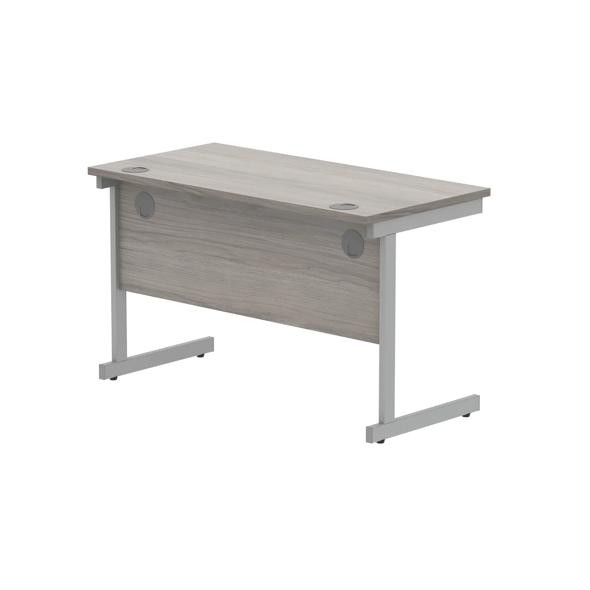 Astin Rectangular Single Upright Cantilever Desk 1200x600x730mm Alaskan Grey Oak/Silver KF803637 - Image 3