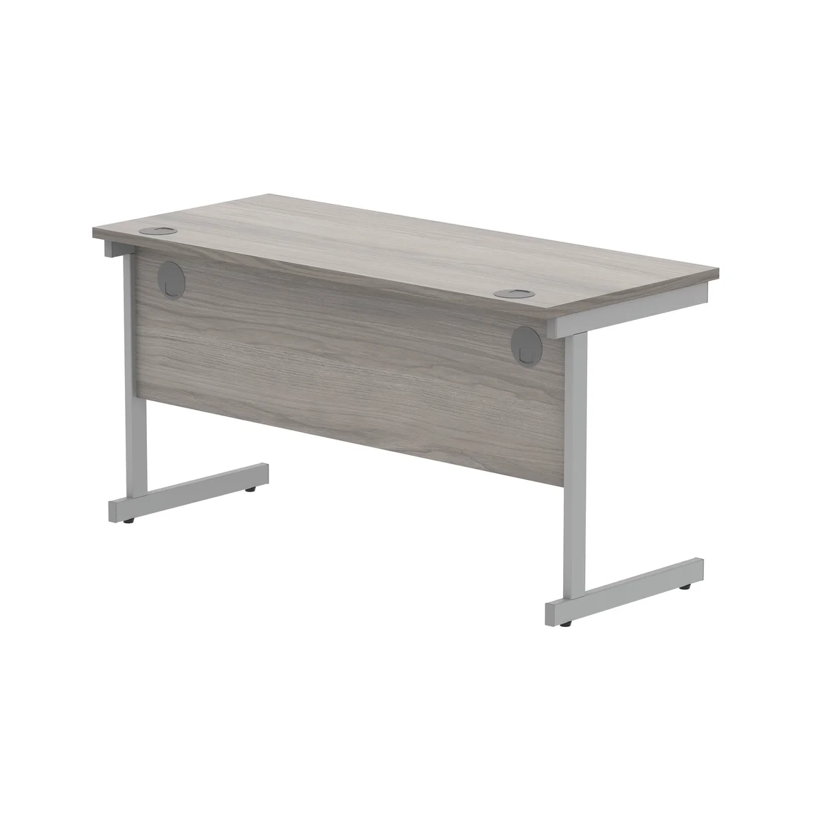 Astin Rectangular Single Upright Cantilever Desk 1400x600x730mm Alaskan Grey Oak/Silver KF803657 - Image 3