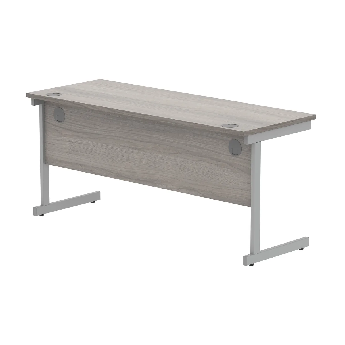 Astin Rectangular Single Upright Cantilever Desk 1600x600x730mm Alaskan Grey Oak/Silver KF803667 - Image 3
