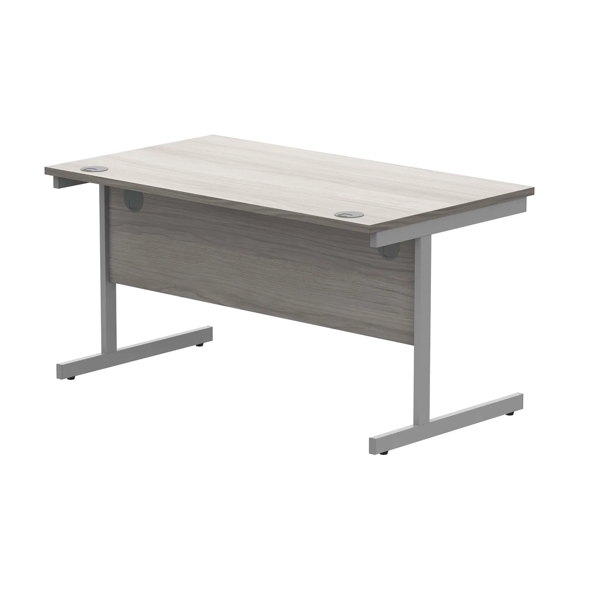 Astin Rectangular Single Upright Cantilever Desk 1400x800x730mm Alaskan Grey Oak/Silver KF803687 - Image 3