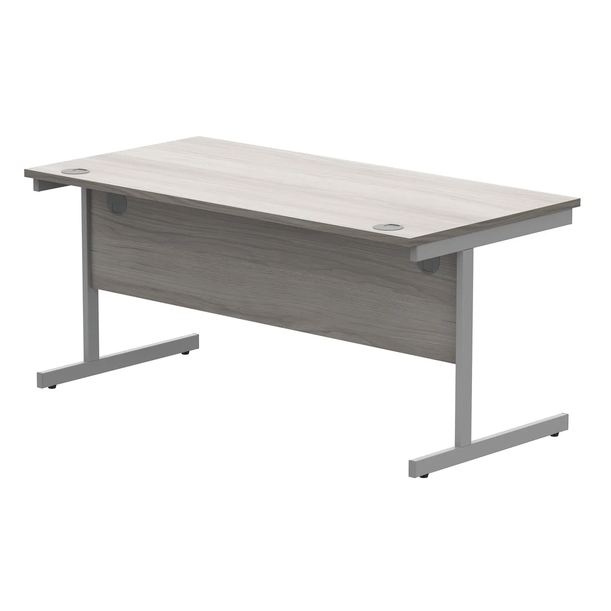 Astin Rectangular Single Upright Cantilever Desk 1600x800x730mm Alaskan Grey Oak/Silver KF803697 - Image 3