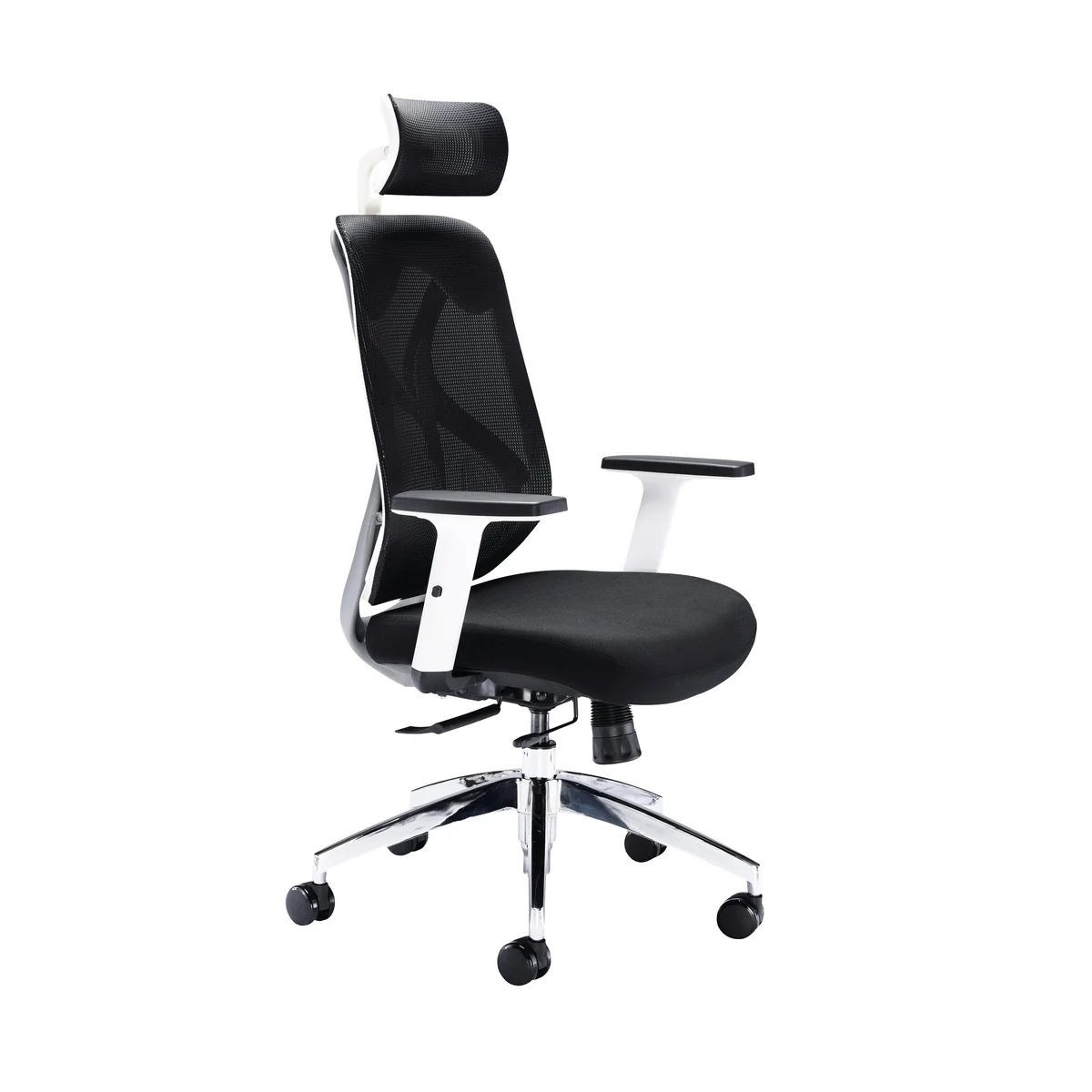 Arista Stealth High Back Chair with Headrest Adjustable Arms Black/White KF80382 - Image 2