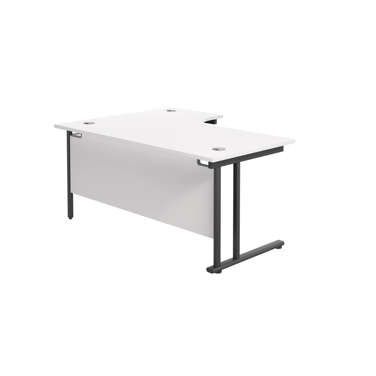 Jemini Radial Right Hand Double Upright Cantilever Desk 1800x1200x730mm White/Black KF803843 - Image 3