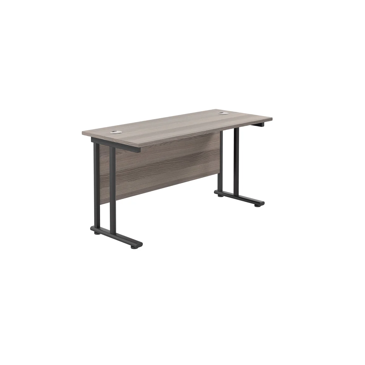 Jemini Rectangular Double Upright Cantilever Desk 1400x600x730mm Grey Oak/Black KF803935 - Image 1