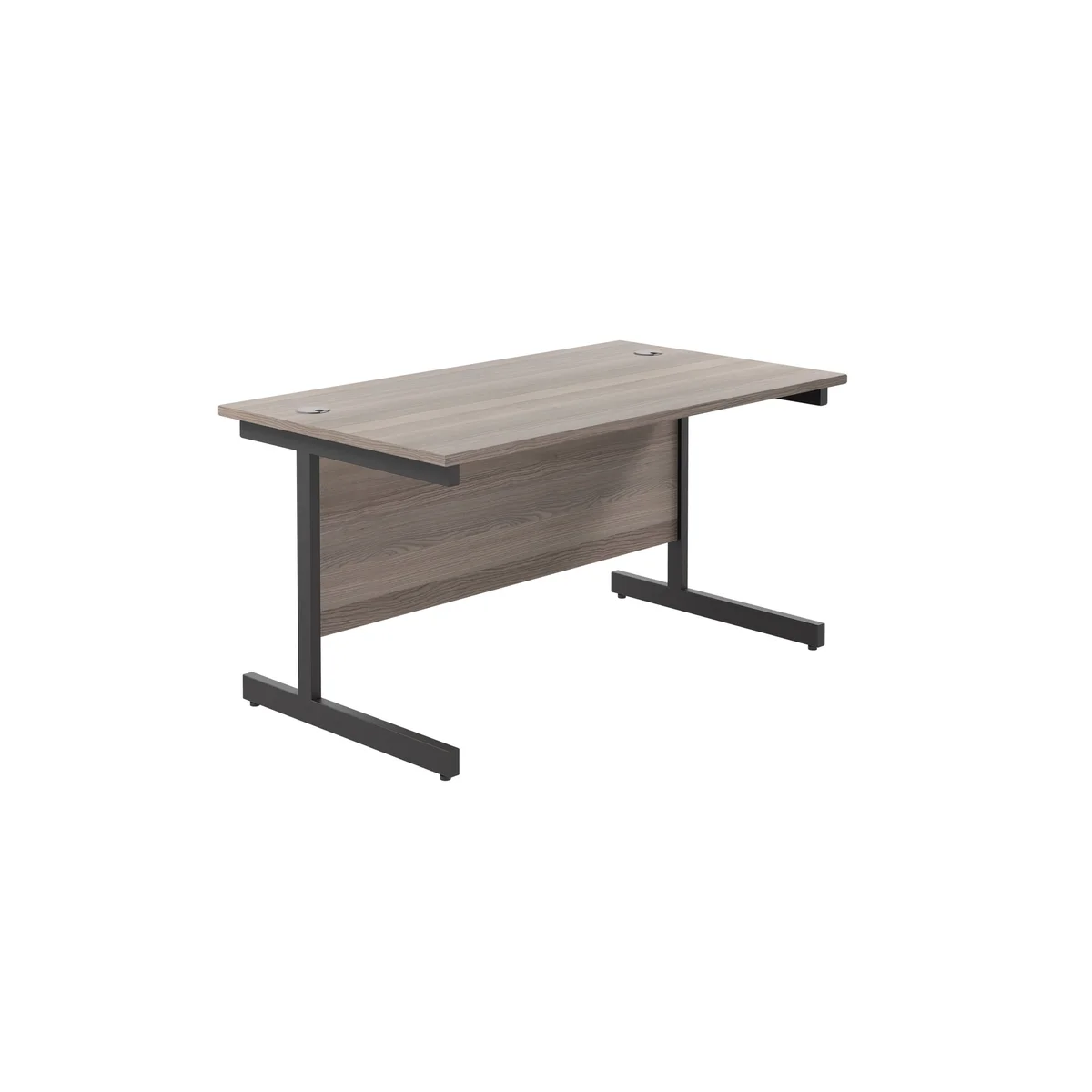 Jemini Rectangular Single Upright Cantilever Desk 1200x800x730mm Grey Oak/Black KF803959 - Image 1