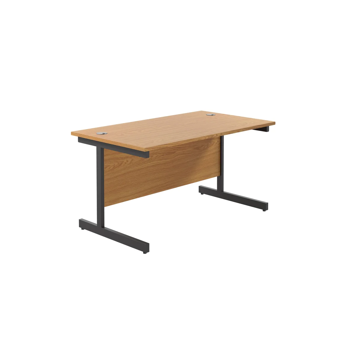 Jemini Rectangular Single Upright Cantilever Desk 1200x800x730mm Nova Oak/Black KF803973 - Image 1