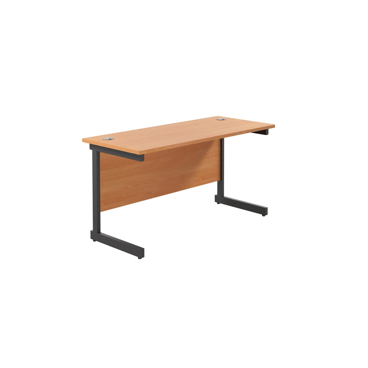 Jemini Rectangular Single Upright Cantilever Desk 1400x600x730mm Beech/Black KF803997 - Image 1
