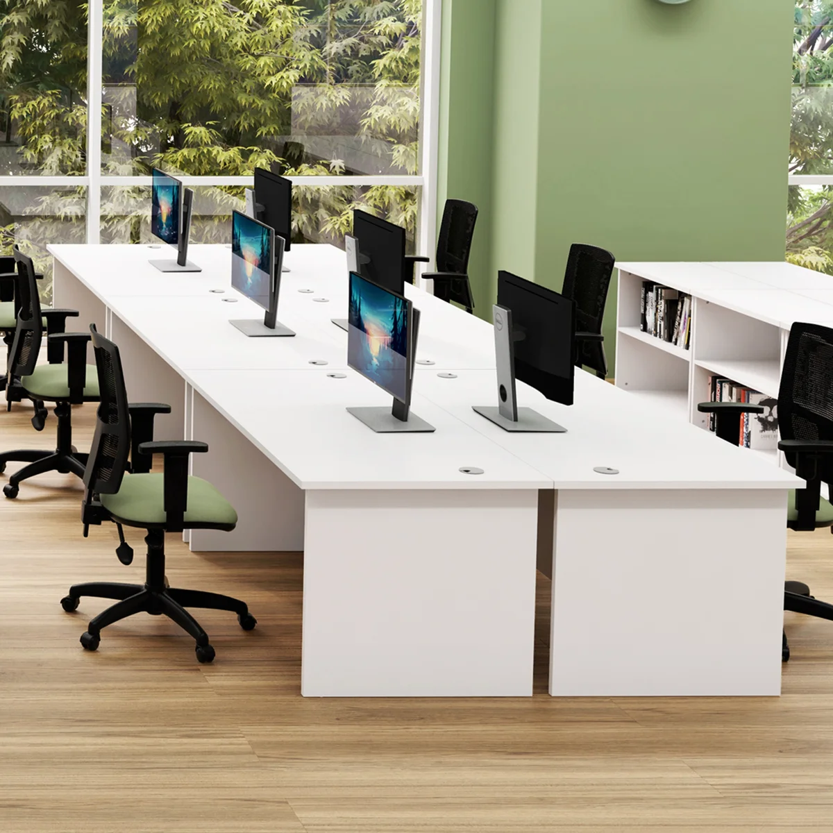 Jemini Radial Right Hand Panel End Desk 1600x1200x730mm White KF805090 - Image 2