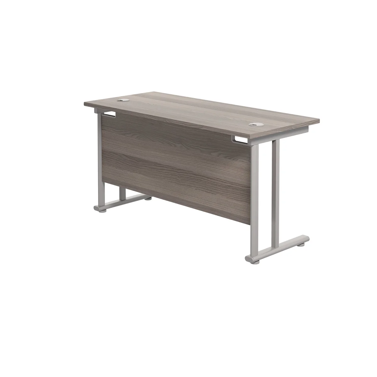 Jemini Rectangular Cantilever Desk 1200x600x730mm Grey Oak/Silver KF806219 - Image 3