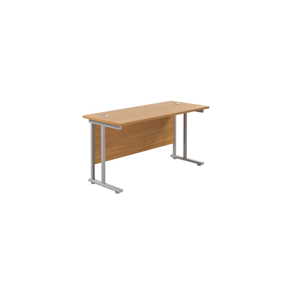 Jemini Rectangular Cantilever Desk 1200x600x730mm Nova Oak/Silver KF806226 - Image 1