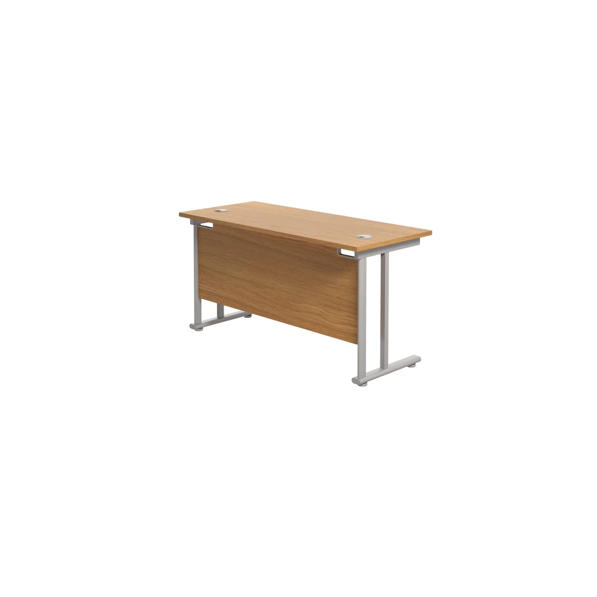 Jemini Rectangular Cantilever Desk 1200x600x730mm Nova Oak/Silver KF806226 - Image 3