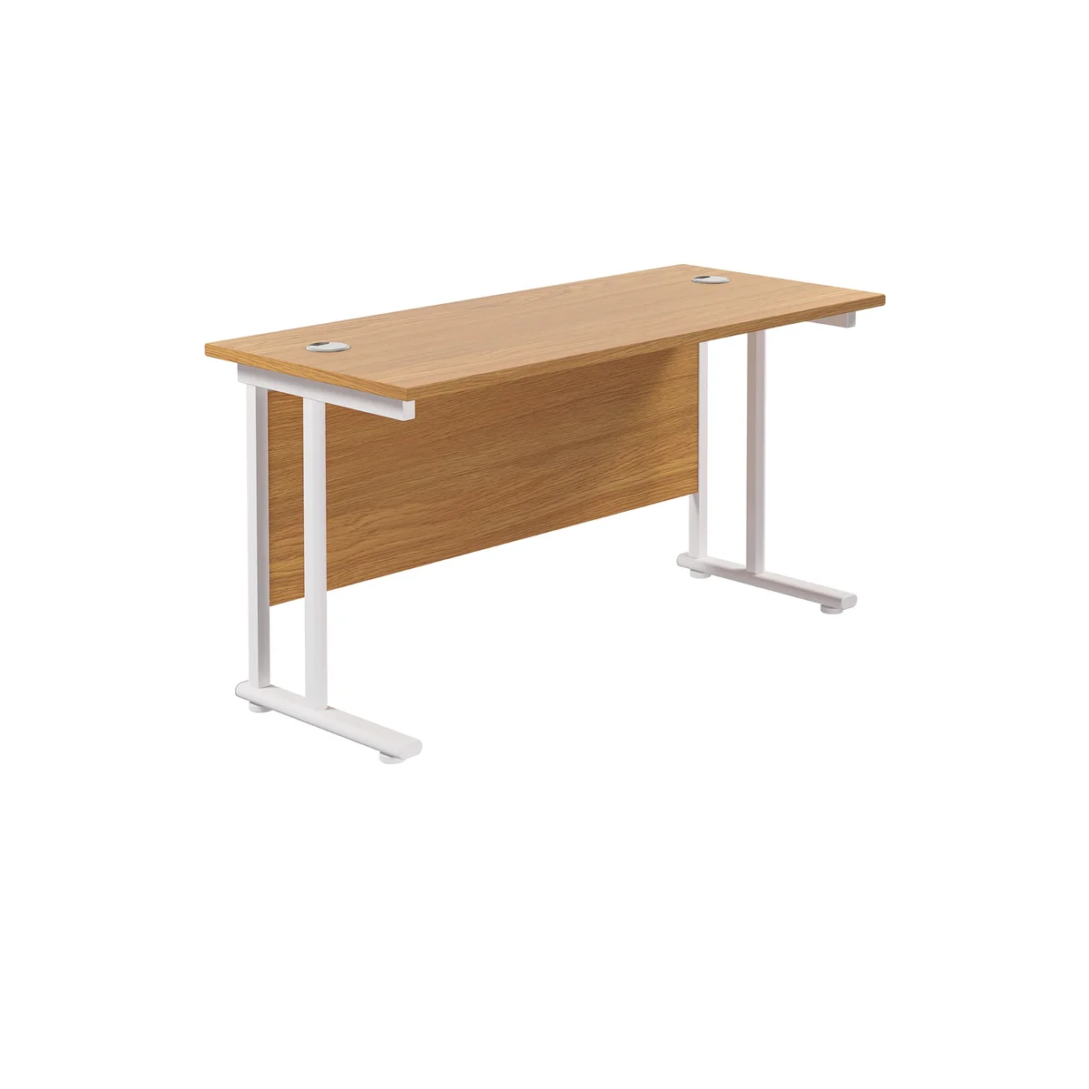 Jemini Rectangular Cantilever Desk 1200x600x730mm Nova Oak/White KF806288 - Image 1