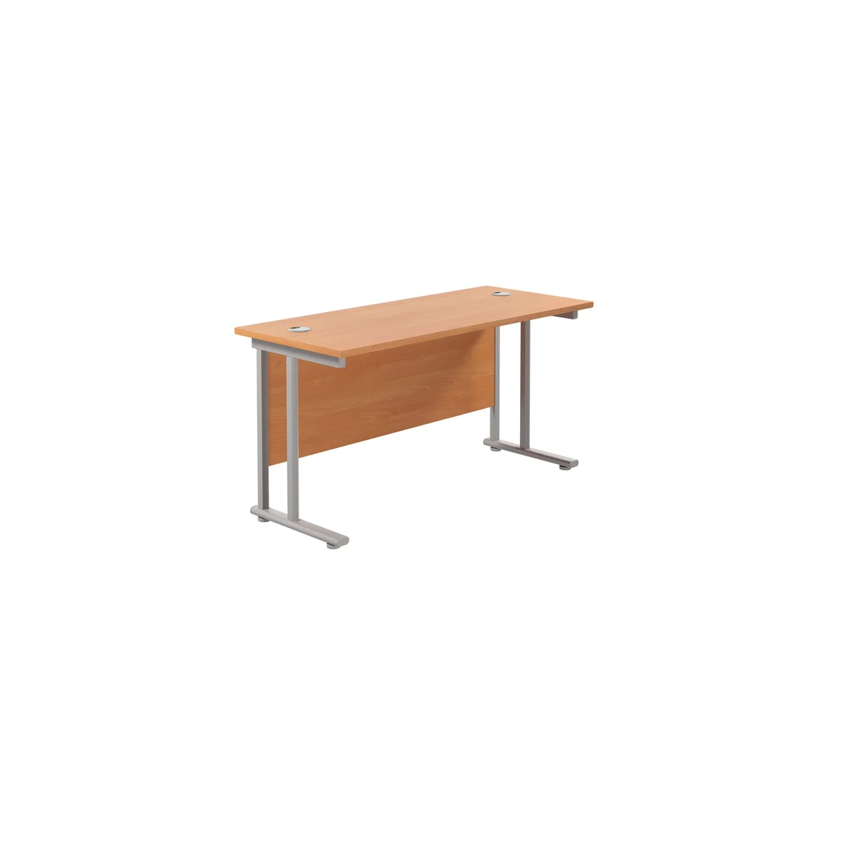 Jemini Rectangular Cantilever Desk 1400x600x730mm Beech/Silver KF806325 - Image 1