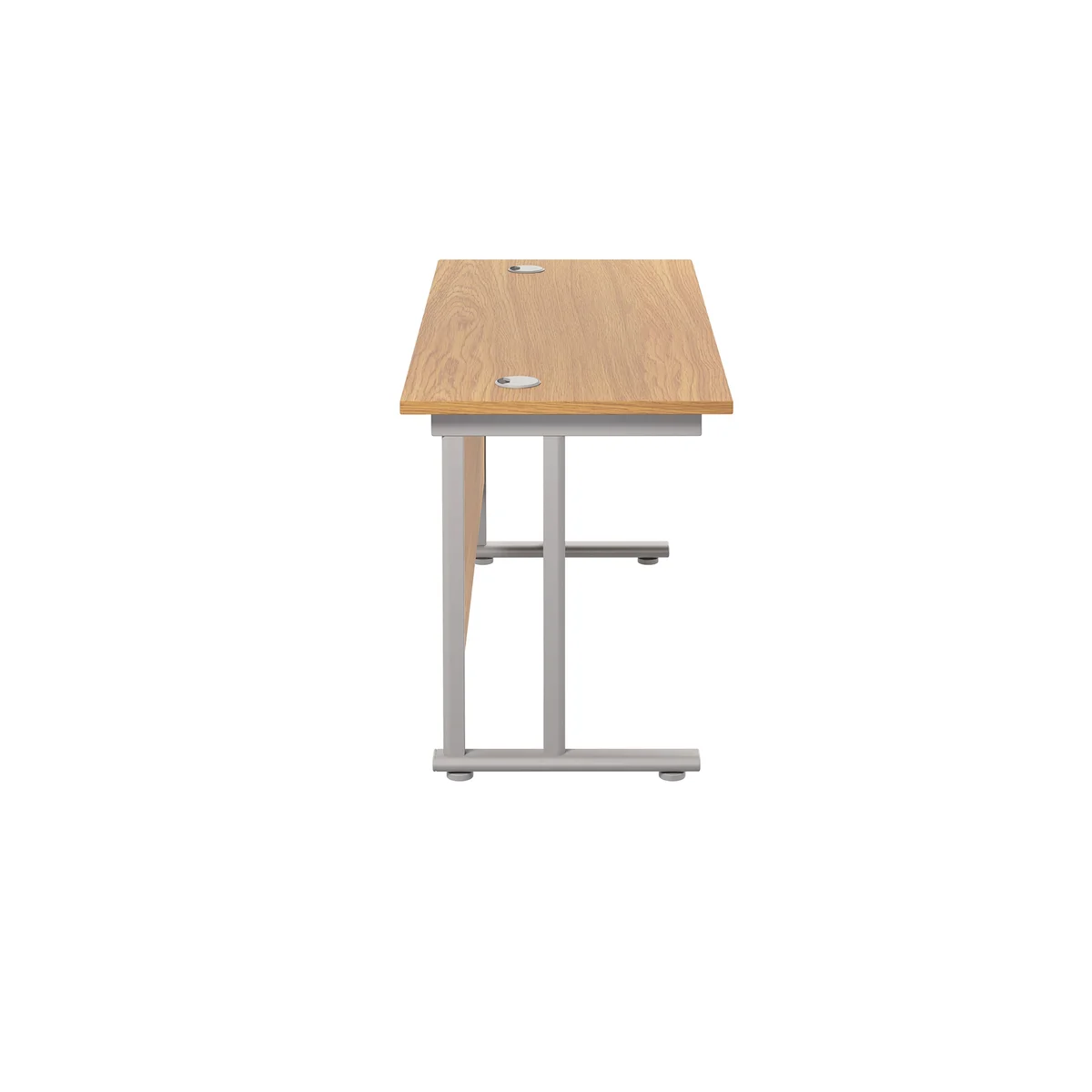 Jemini Rectangular Cantilever Desk 1400x600x730mm Nova Oak/Silver KF806349 - Image 2