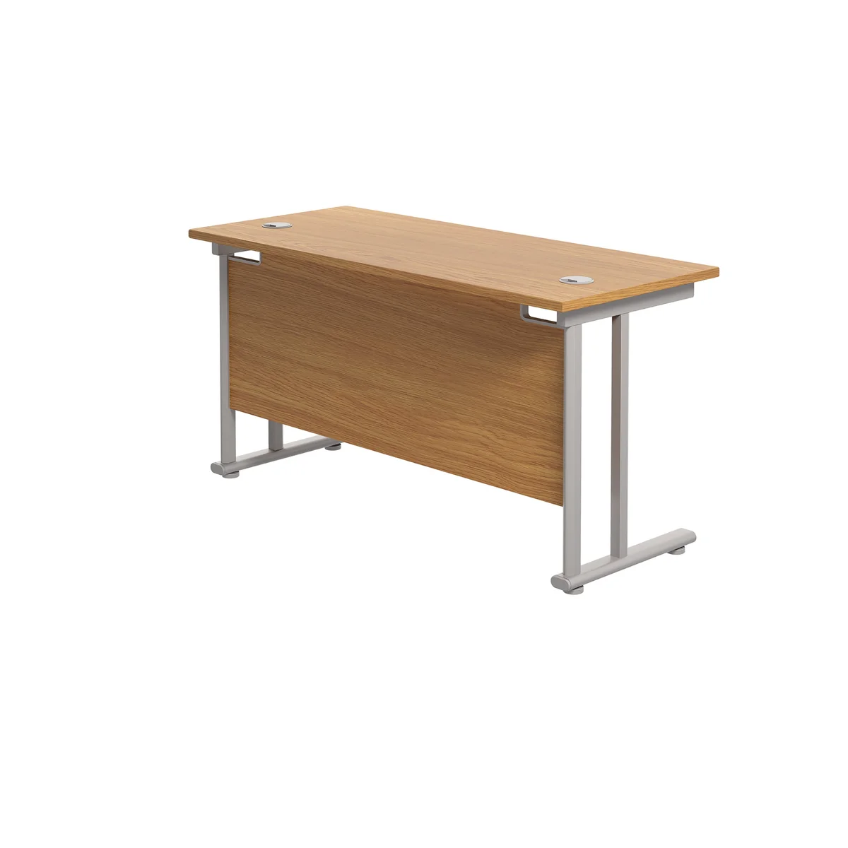 Jemini Rectangular Cantilever Desk 1400x600x730mm Nova Oak/Silver KF806349 - Image 3