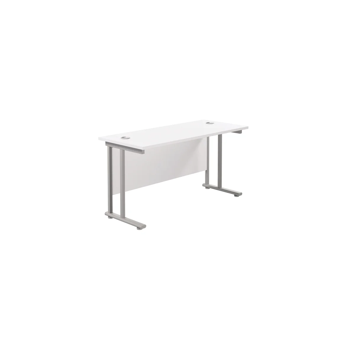 Jemini Rectangular Cantilever Desk 1400x600x730mm White/Silver KF806356 - Image 1
