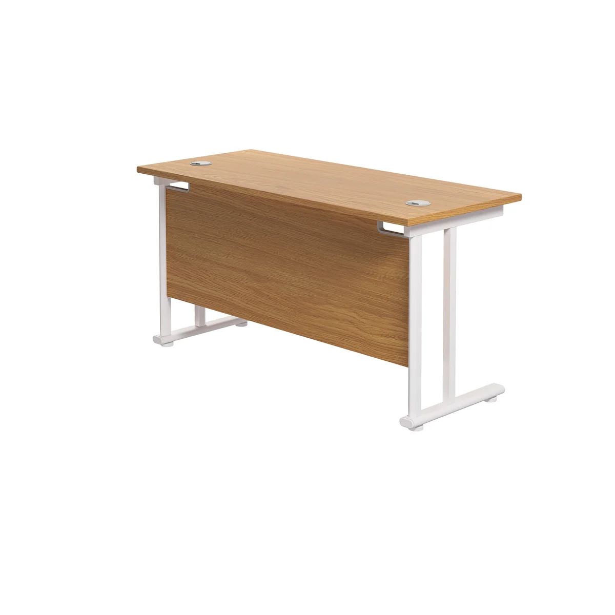 Jemini Rectangular Cantilever Desk 1400x600x730mm Nova Oak/White KF806400 - Image 3