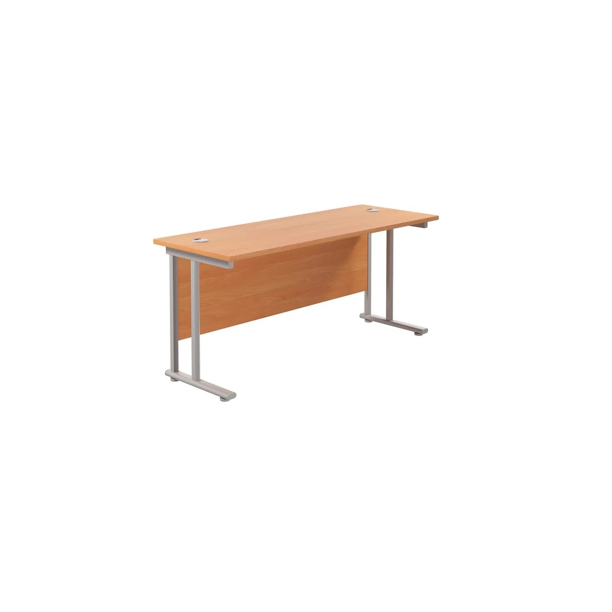 Jemini Rectangular Cantilever Desk 1600x600x730mm Beech/Silver KF806448 - Image 1