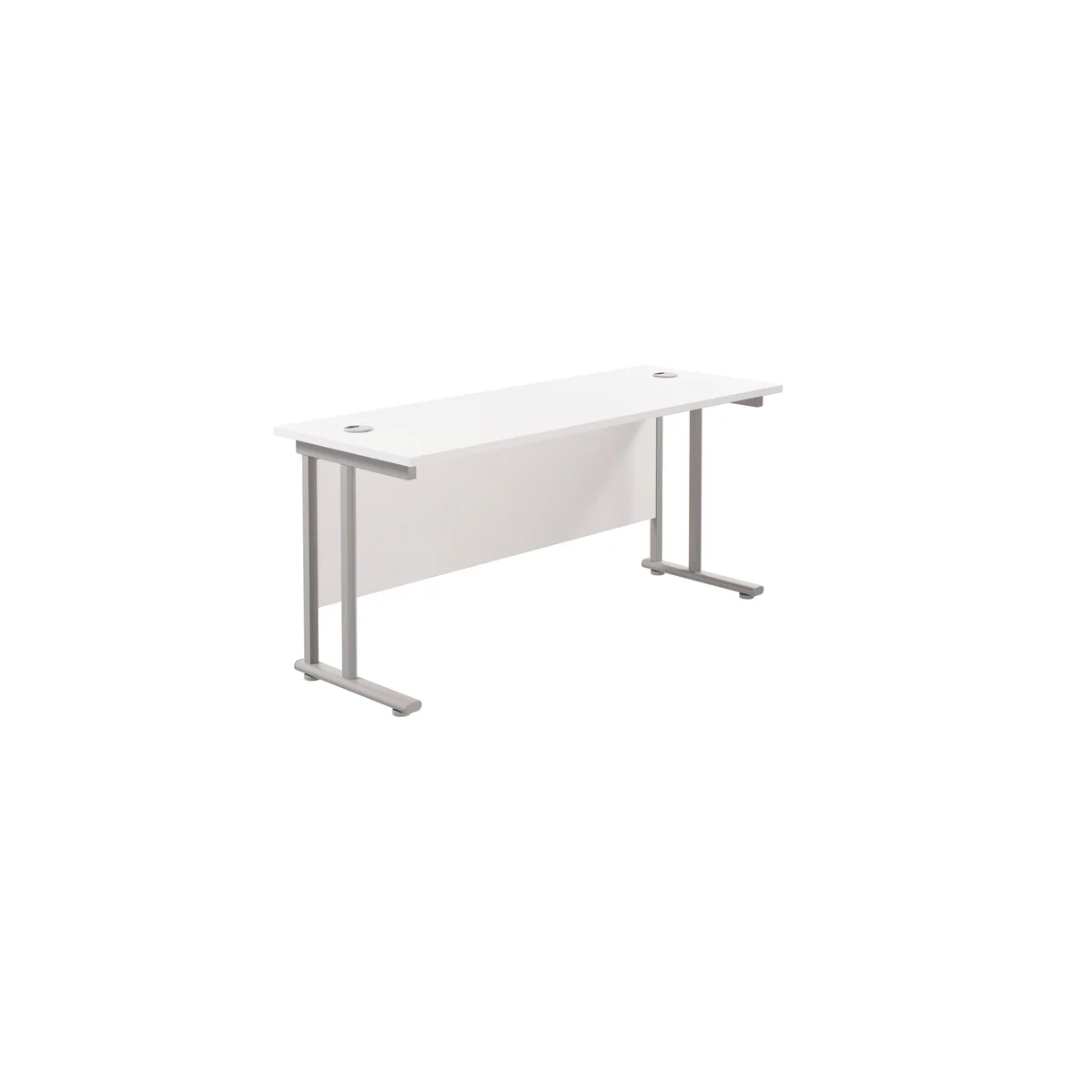 Jemini Rectangular Cantilever Desk 1600x600x730mm White/Silver KF806479 - Image 1