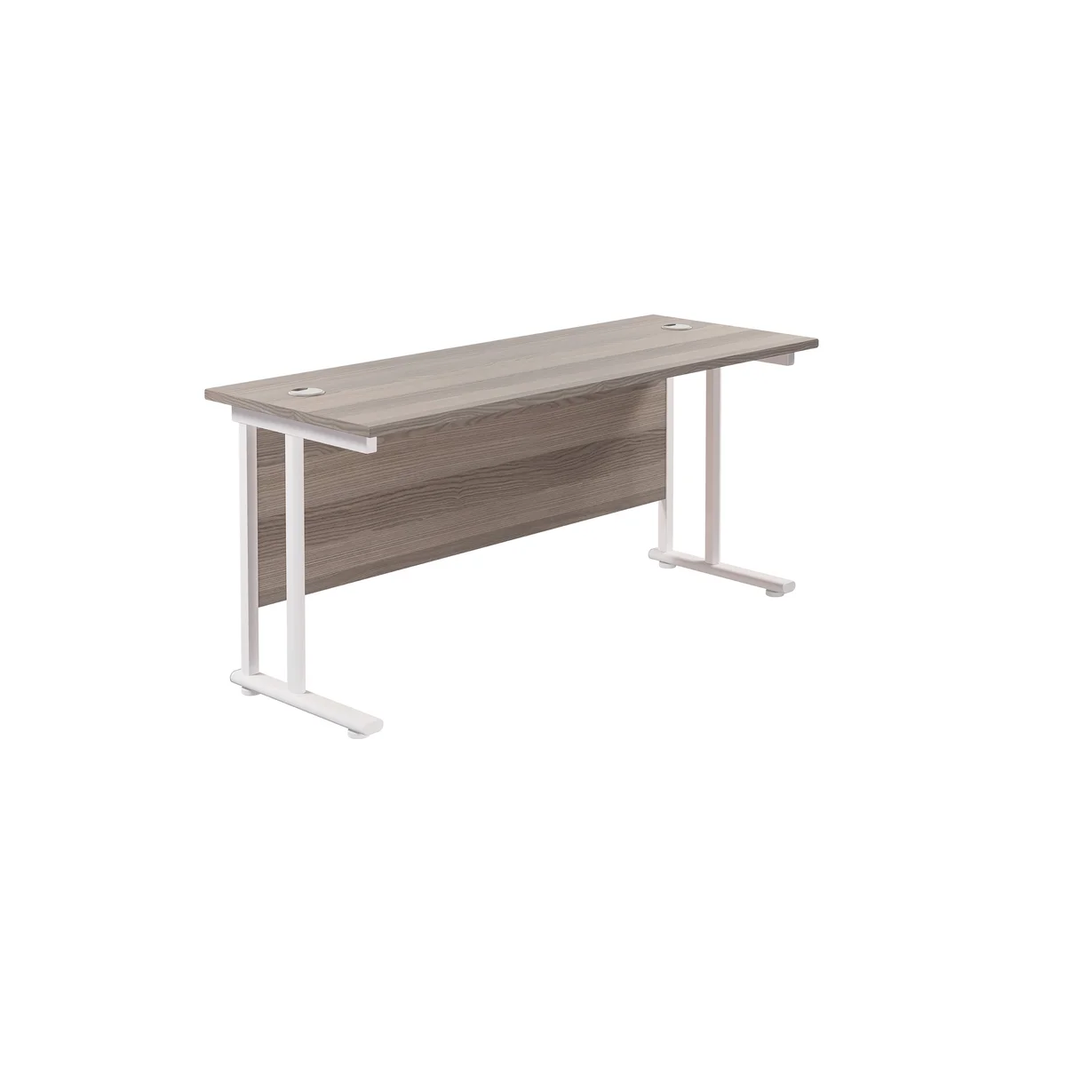 Jemini Rectangular Cantilever Desk 1600x600x730mm Grey Oak/White KF806516 - Image 1