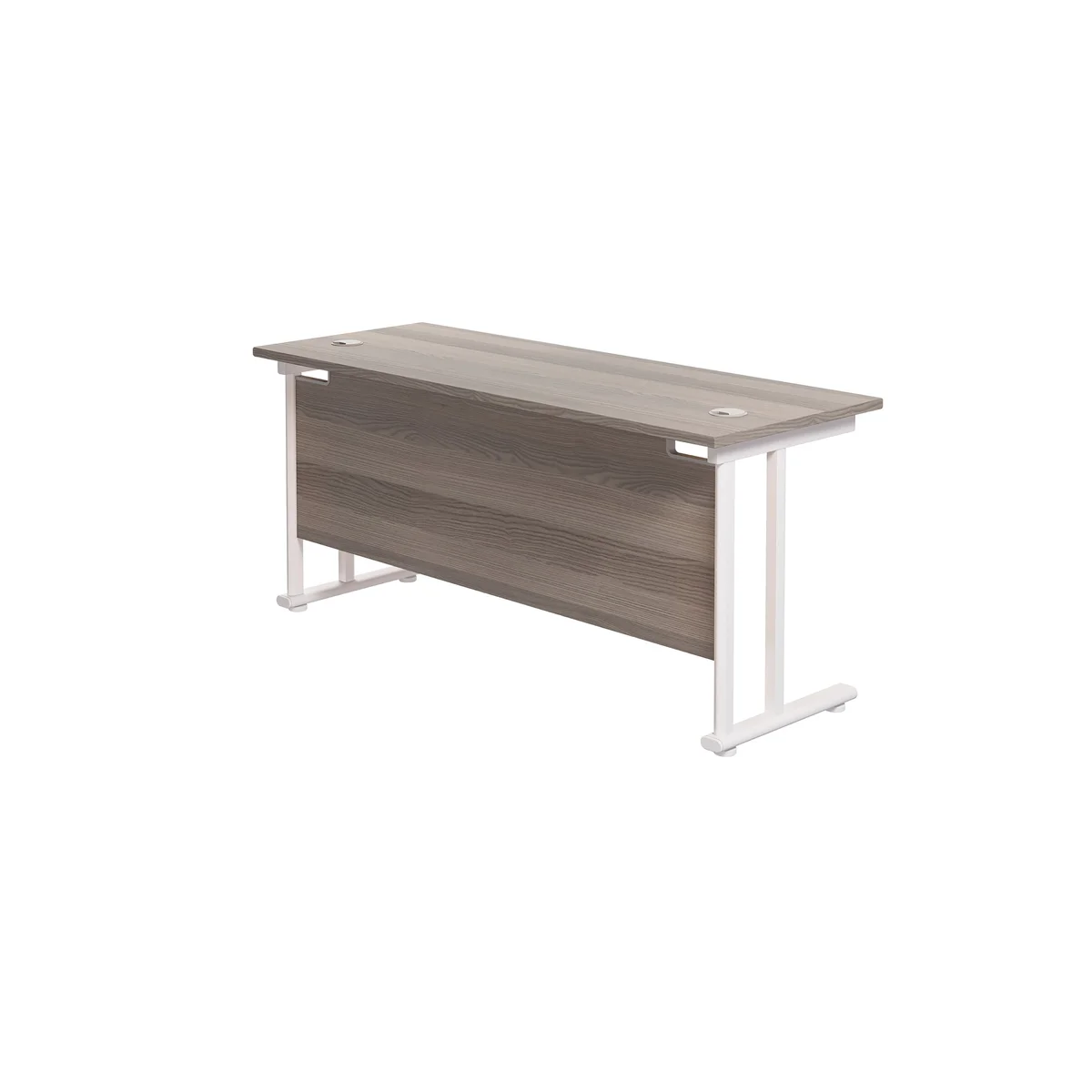 Jemini Rectangular Cantilever Desk 1600x600x730mm Grey Oak/White KF806516 - Image 3