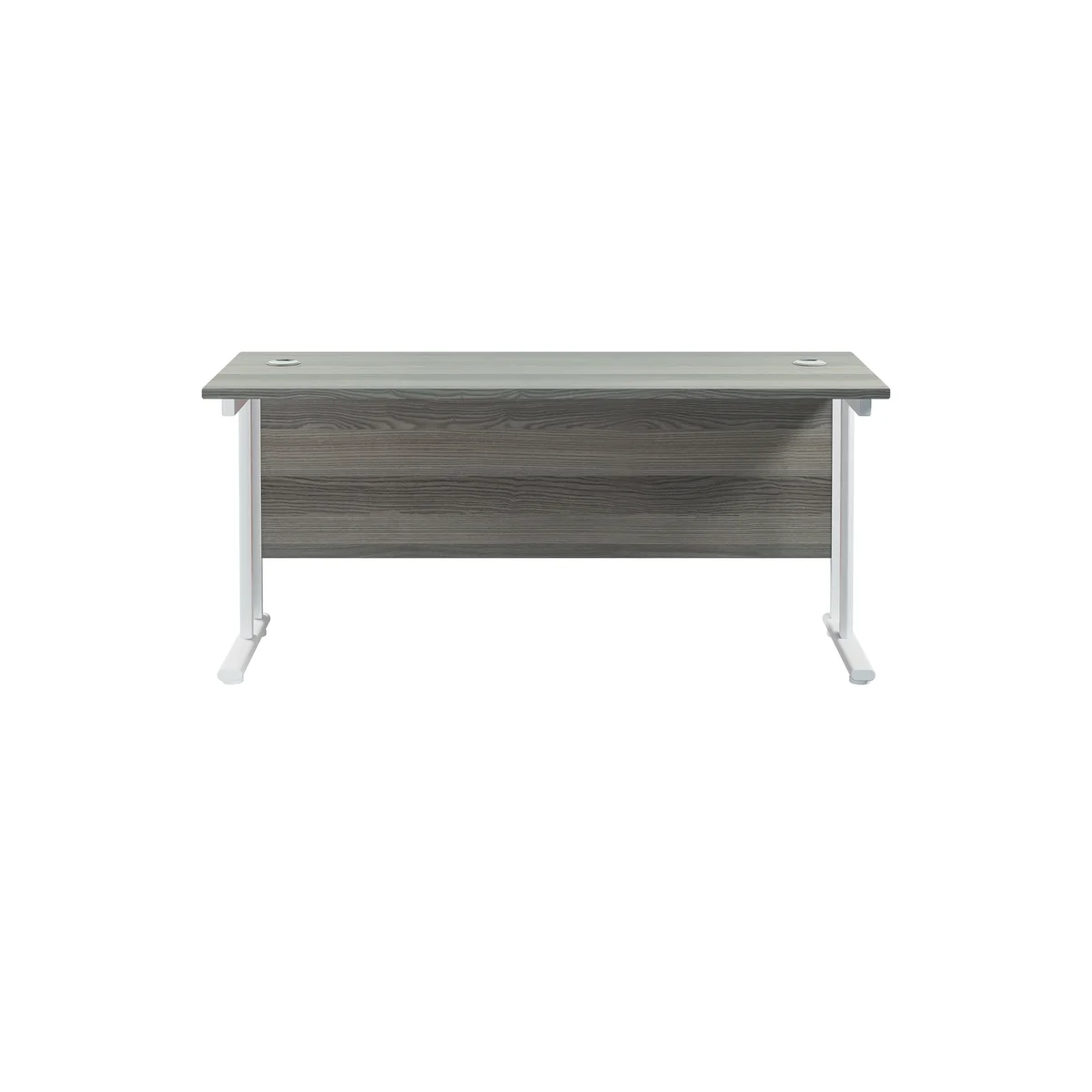 Jemini Rectangular Cantilever Desk 1600x600x730mm Grey Oak/White KF806516 - Image 4