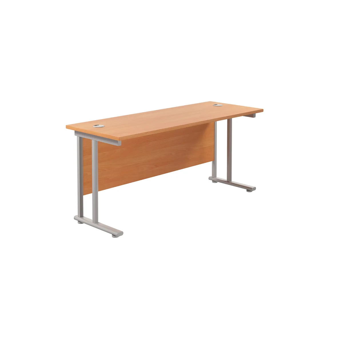 Jemini Rectangular Cantilever Desk 1800x600x730mm Beech/Silver KF806561 - Image 1