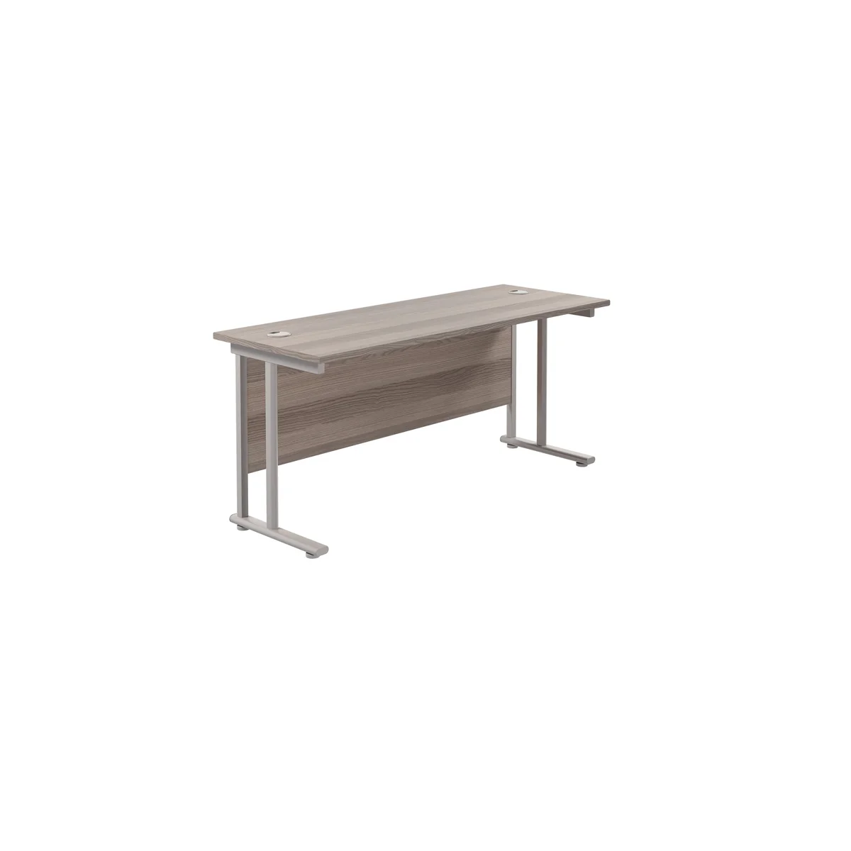Jemini Rectangular Cantilever Desk 1800x600x730mm Grey Oak/Silver KF806578 - Image 1