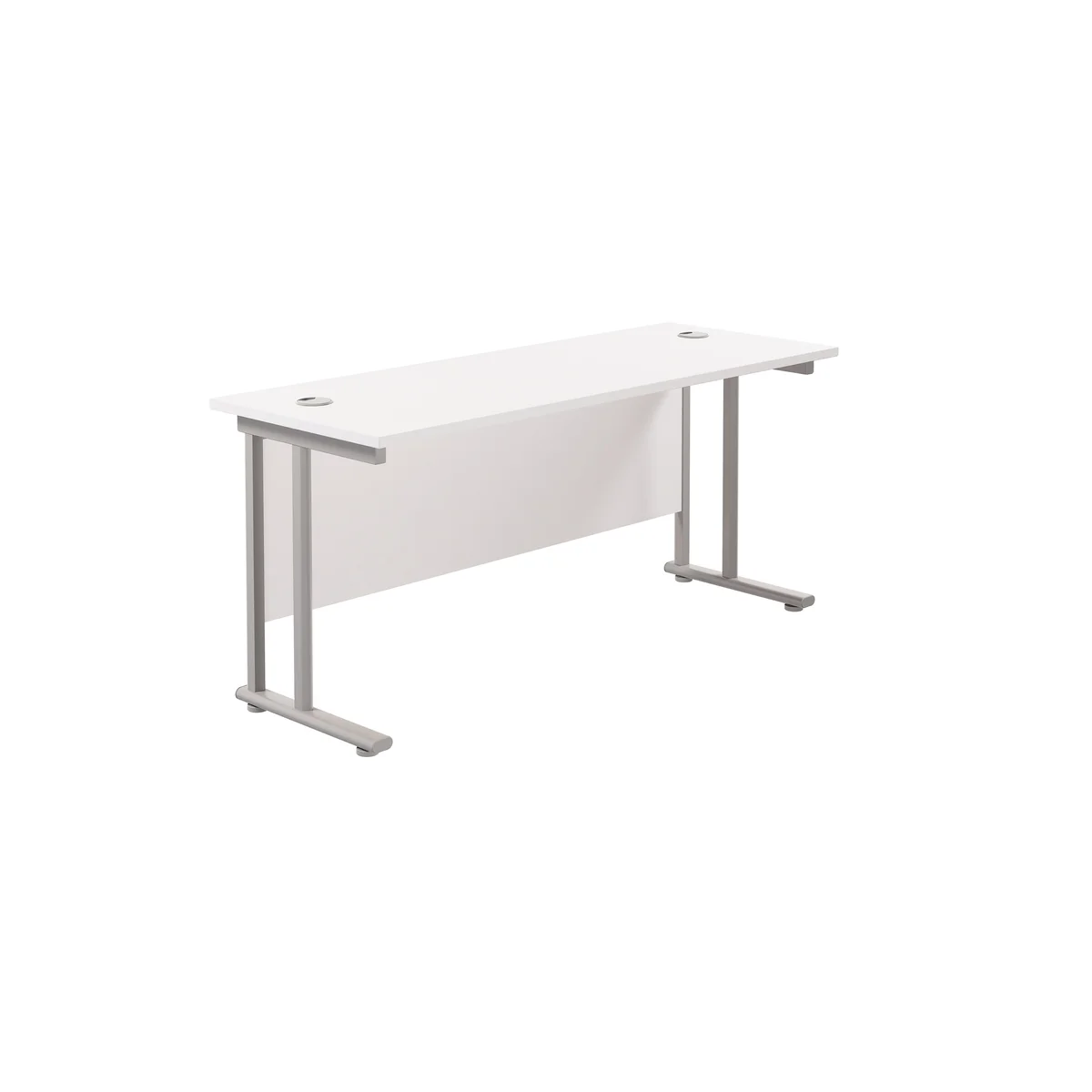Jemini Rectangular Cantilever Desk 1800x600x730mm White/Silver KF806592 - Image 1