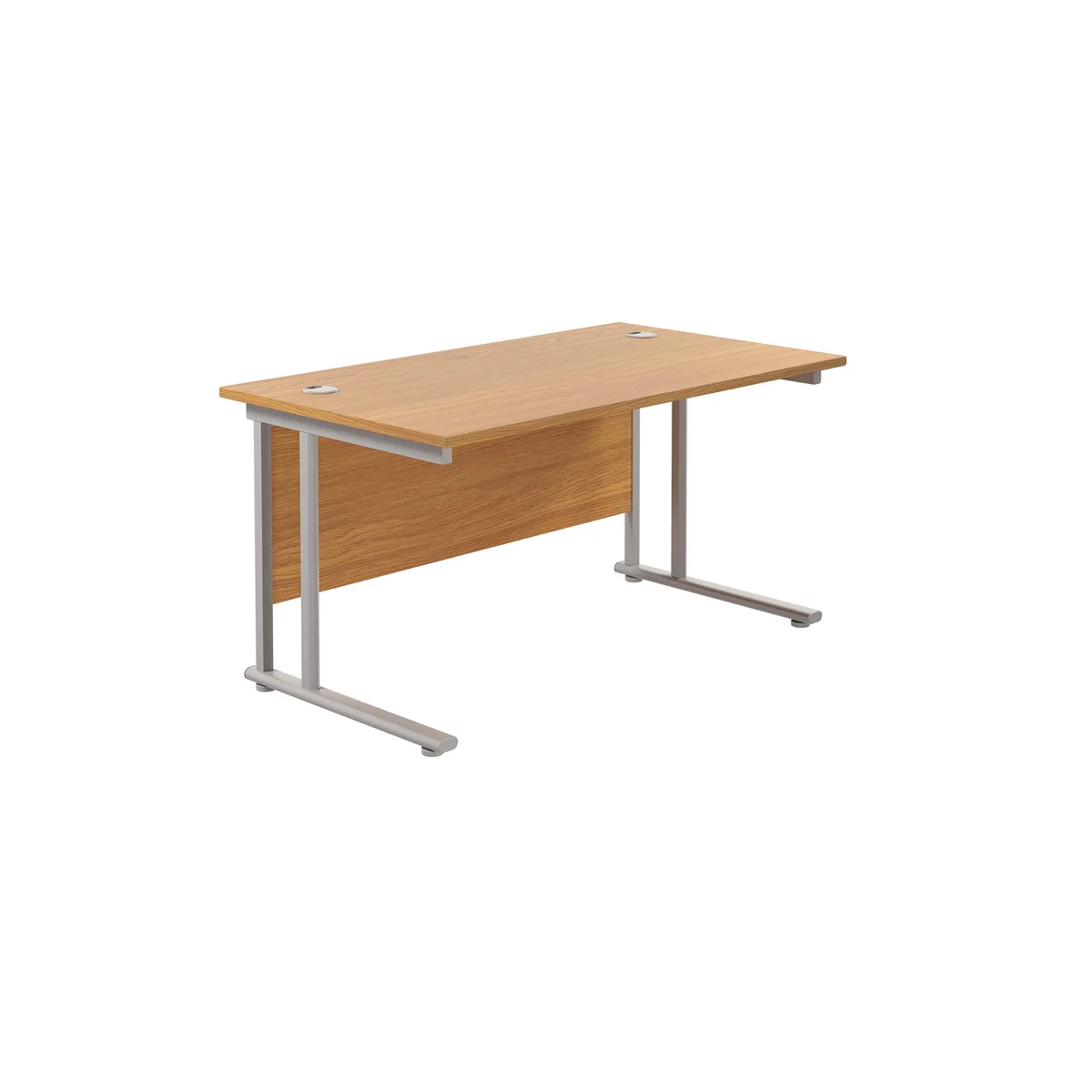 Jemini Rectangular Cantilever Desk 1200x800x730mm Nova Oak/Silver KF806820 - Image 1