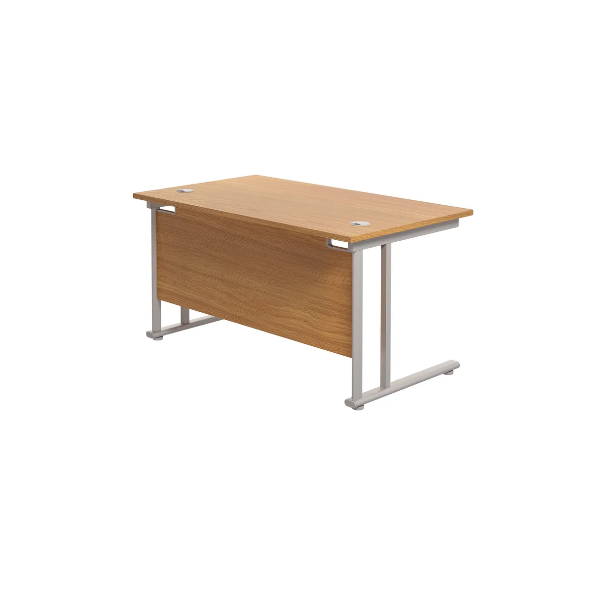 Jemini Rectangular Cantilever Desk 1200x800x730mm Nova Oak/Silver KF806820 - Image 3