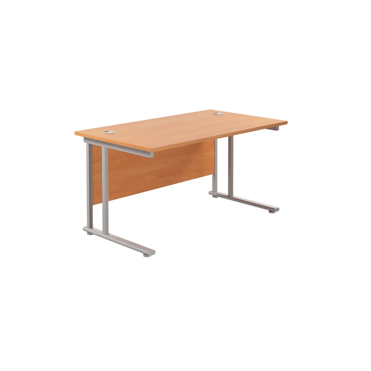 Jemini Rectangular Cantilever Desk 1400x800x730mm Beech/Silver KF806929 - Image 1