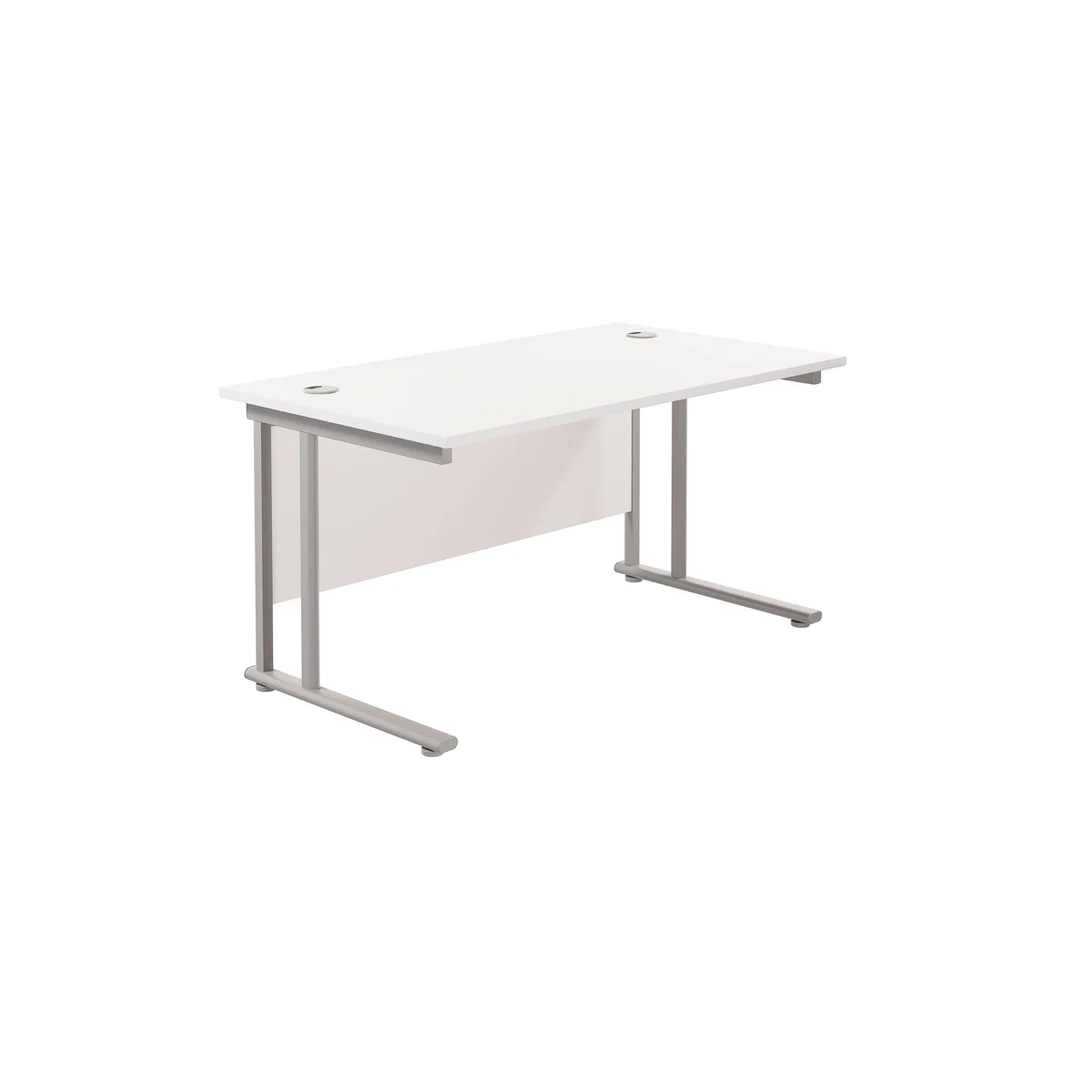 Jemini Rectangular Cantilever Desk 1400x800x730mm White/Silver KF806950 - Image 1