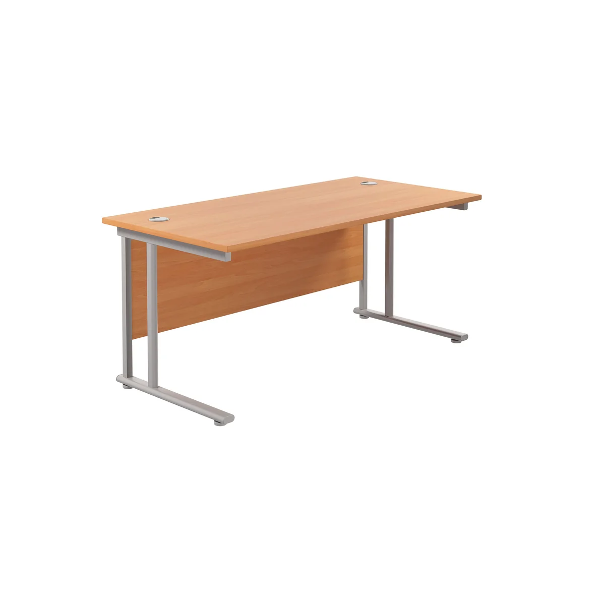 Jemini Rectangular Cantilever Desk 1600x800x730mm Beech/Silver KF807049 - Image 1