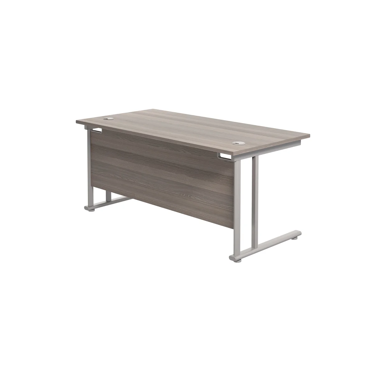 Jemini Rectangular Cantilever Desk 1600x800x730mm Grey Oak/Silver KF807056 - Image 3