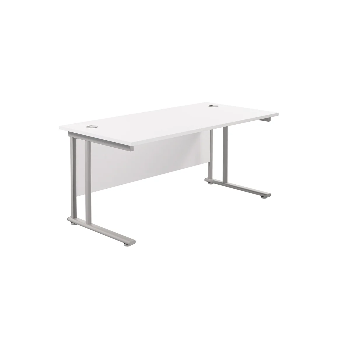 Jemini Rectangular Cantilever Desk 1600x800x730mm White/Silver KF807070 - Image 1
