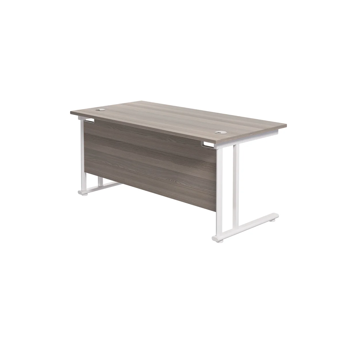 Jemini Rectangular Cantilever Desk 1600x800x730mm Grey Oak/White KF807117 - Image 3